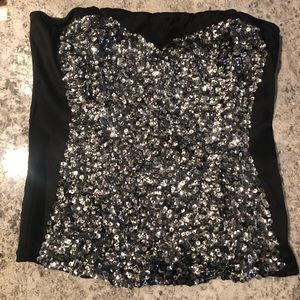 Bebe Sequin strapless top!